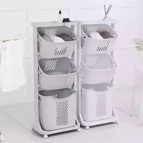Modern Trolley Swing 3 Tier Laundry Basket