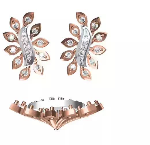 Women Diamond Earrings STL FBX JCD Details