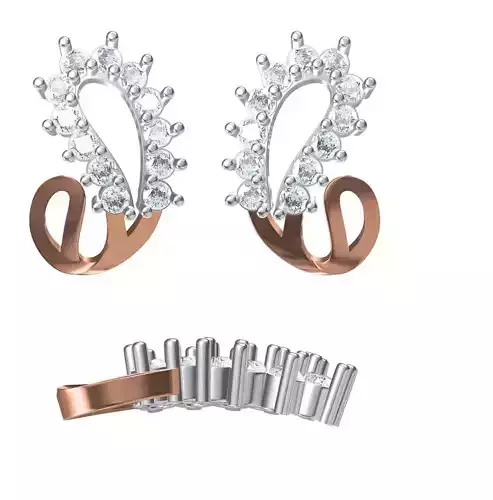 Women Diamond Earrings STL FBX JCD Details