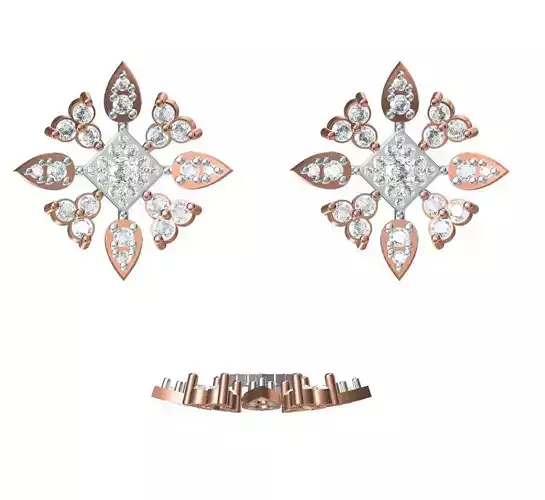 Women Diamond Earrings STL FBX JCD Details