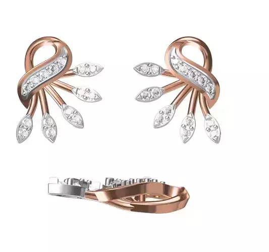 Women Diamond Earrings STL FBX JCD Details