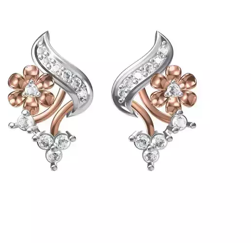 Women Diamond Earrings STL FBX JCD Details