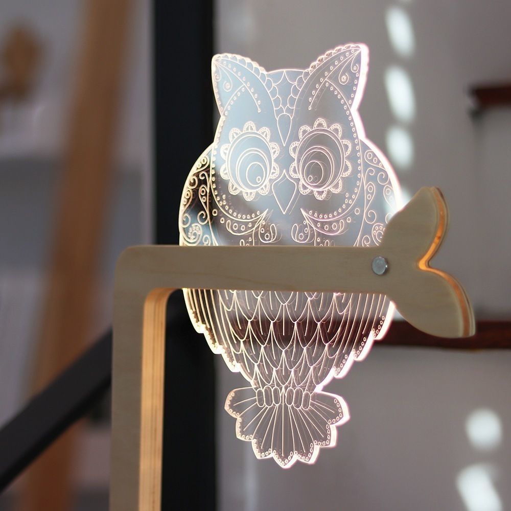 LED Acrylic Mood Light Owl 3D model_1