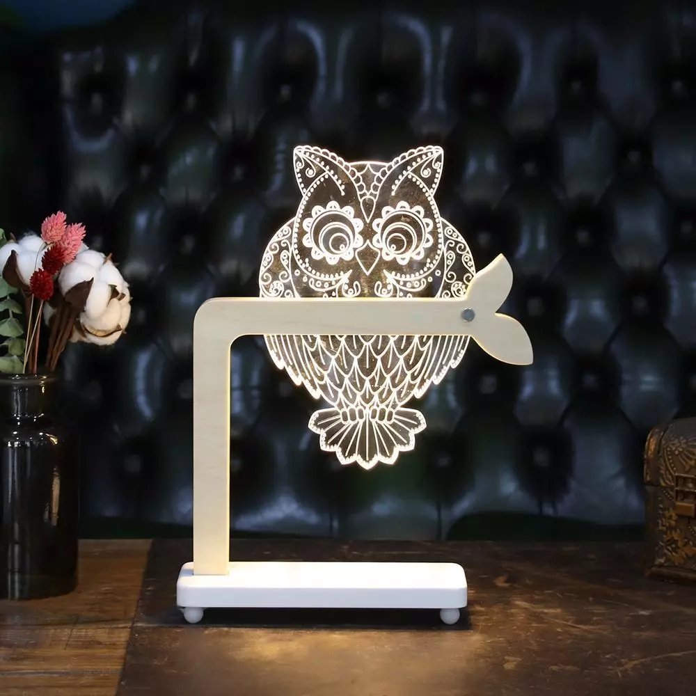 LED Acrylic Mood Light Owl 3D model_0