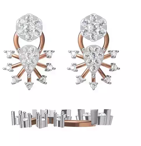 Women Diamond Earrings STL FBX JCD Details