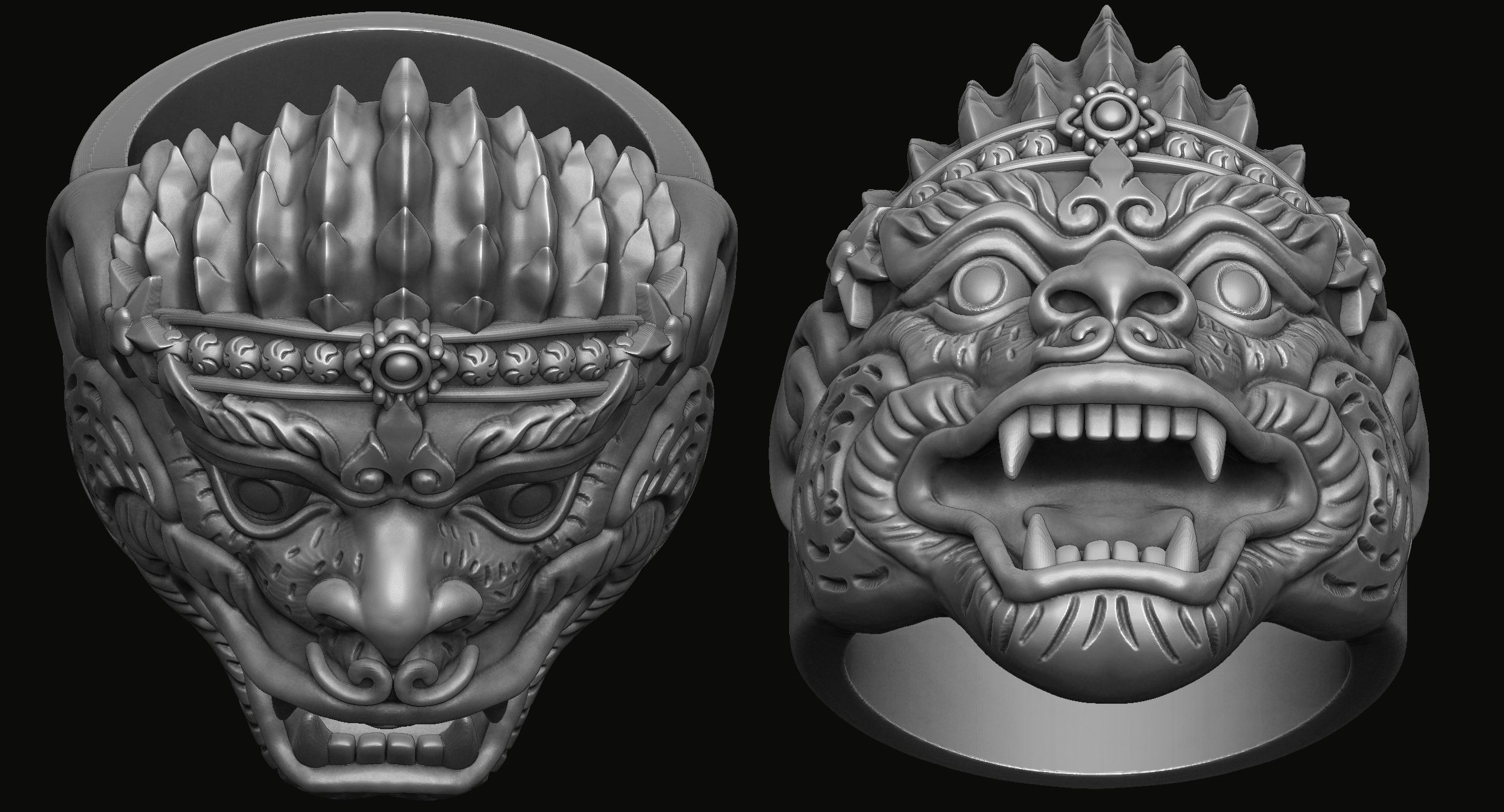 Hanuman Ring 3D print model_6