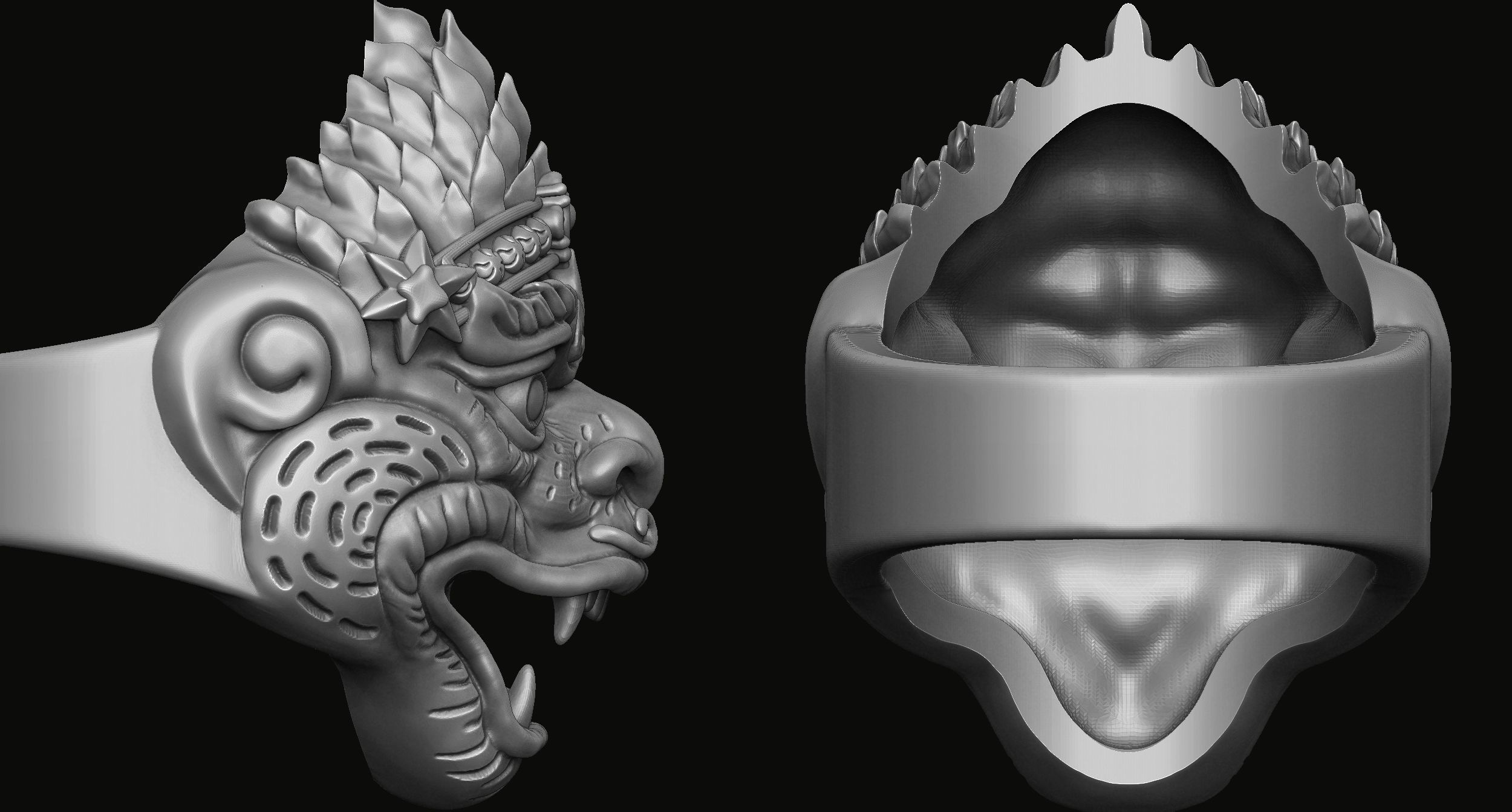 Hanuman Ring 3D print model_7