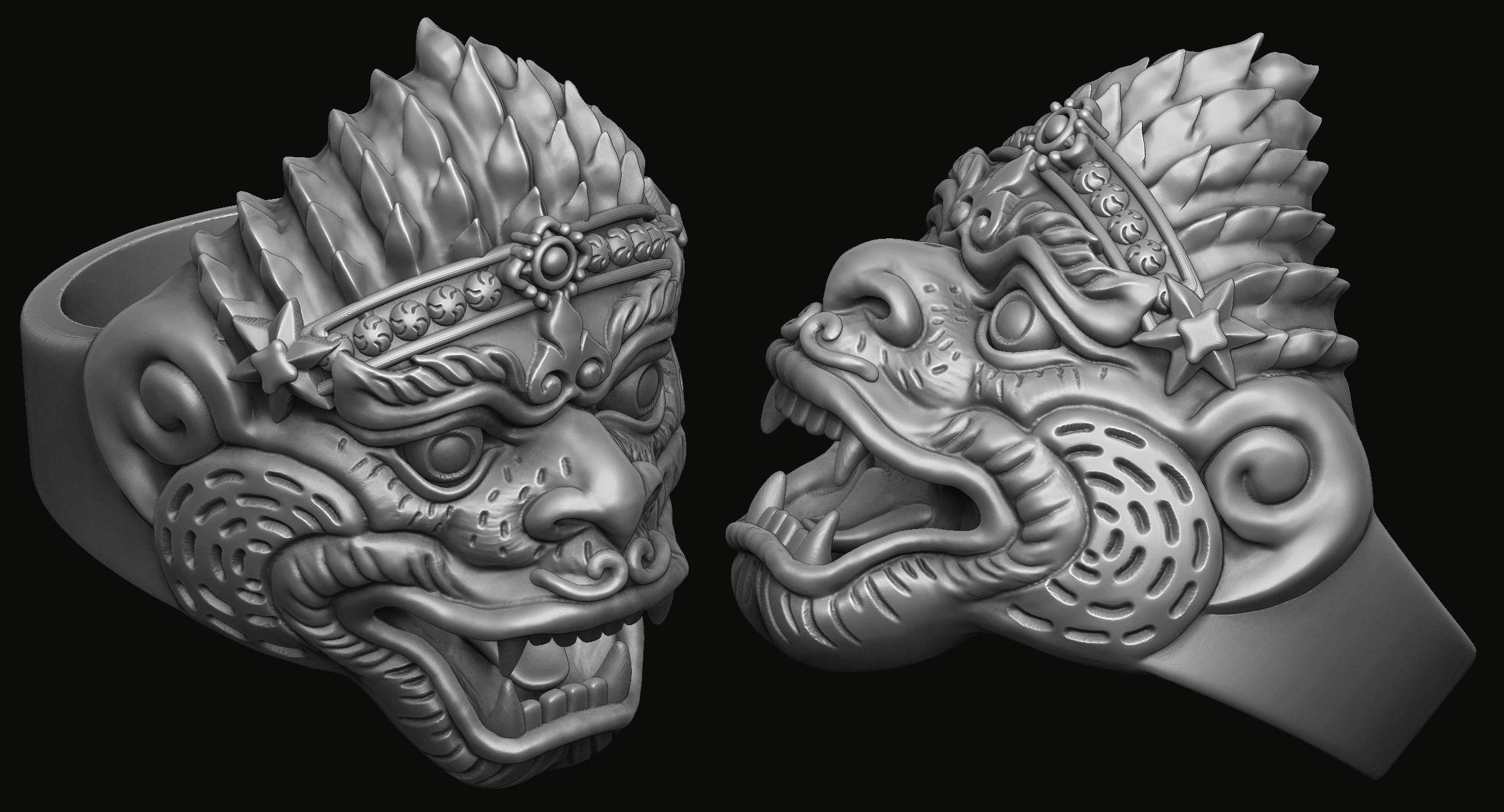 Hanuman Ring 3D print model_4