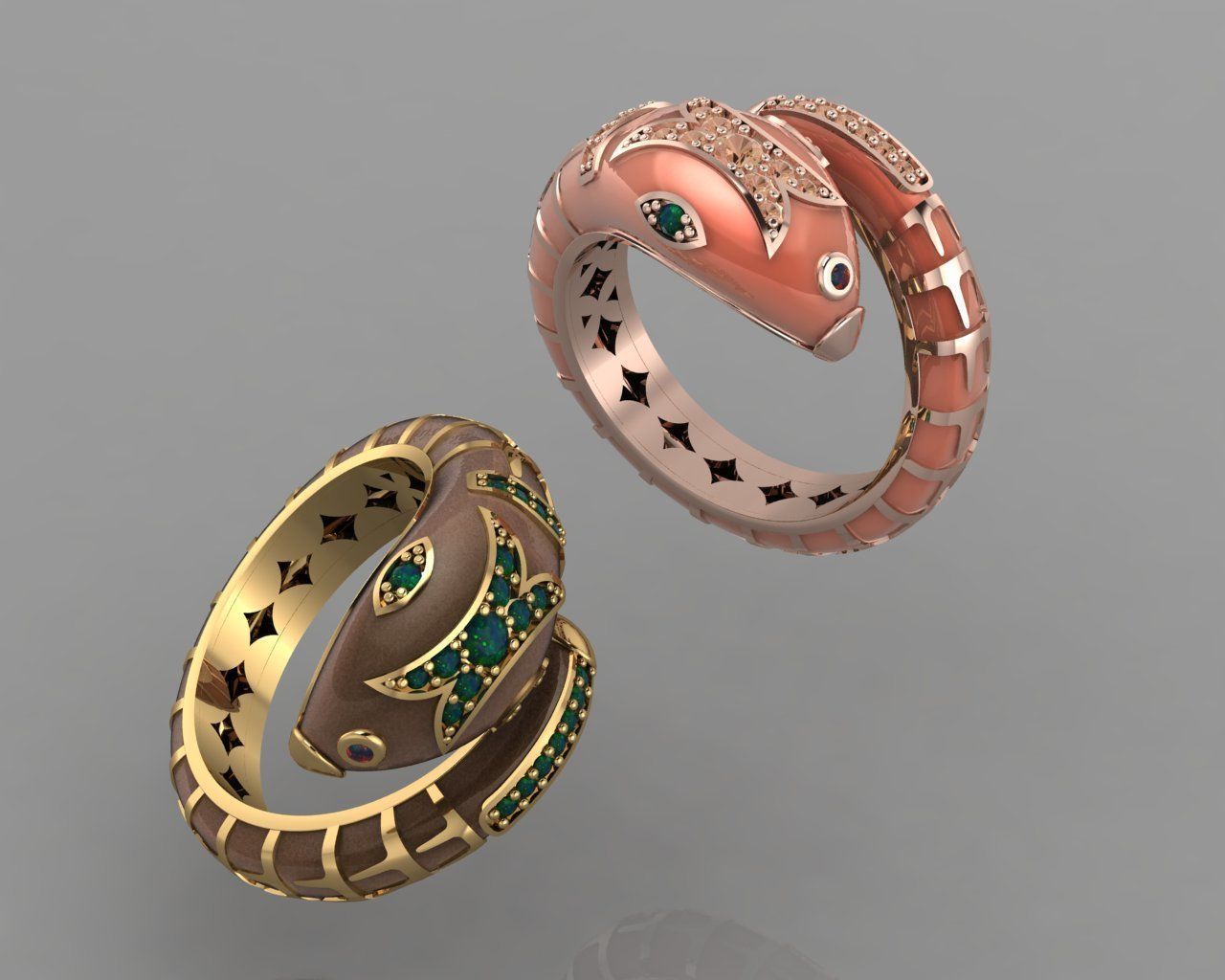 Enamel snake ring 3D print model 3D print model_9
