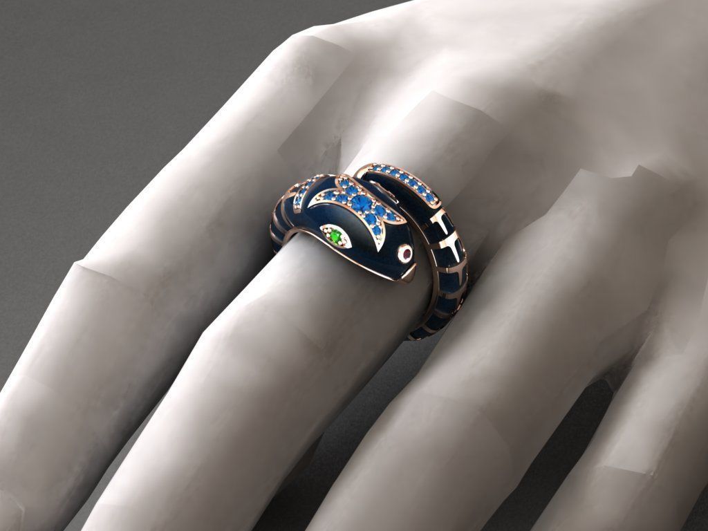 Enamel snake ring 3D print model 3D print model_7