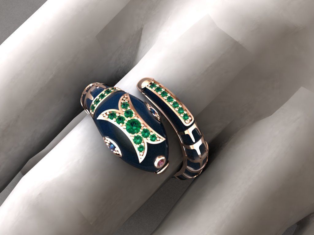 Enamel snake ring 3D print model 3D print model_8