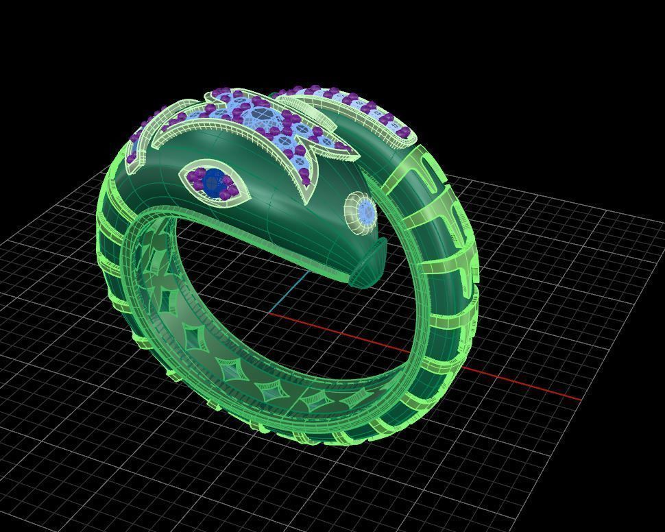 Enamel snake ring 3D print model 3D print model_11