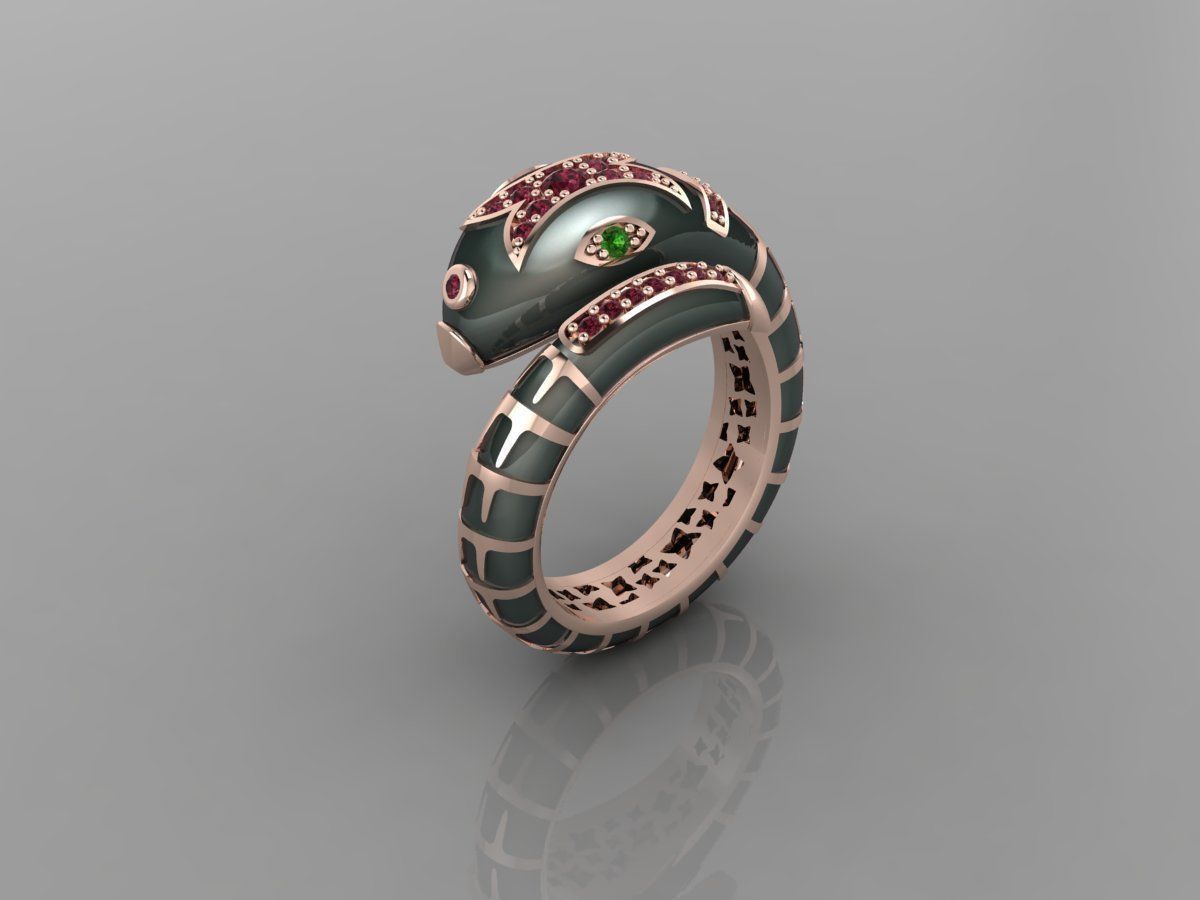 Enamel snake ring 3D print model 3D print model_6