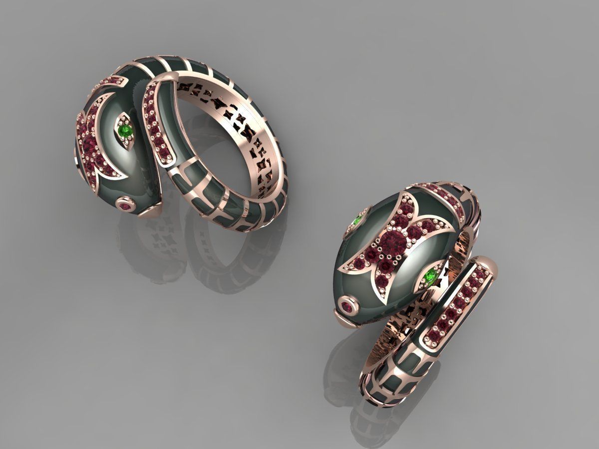 Enamel snake ring 3D print model 3D print model_3