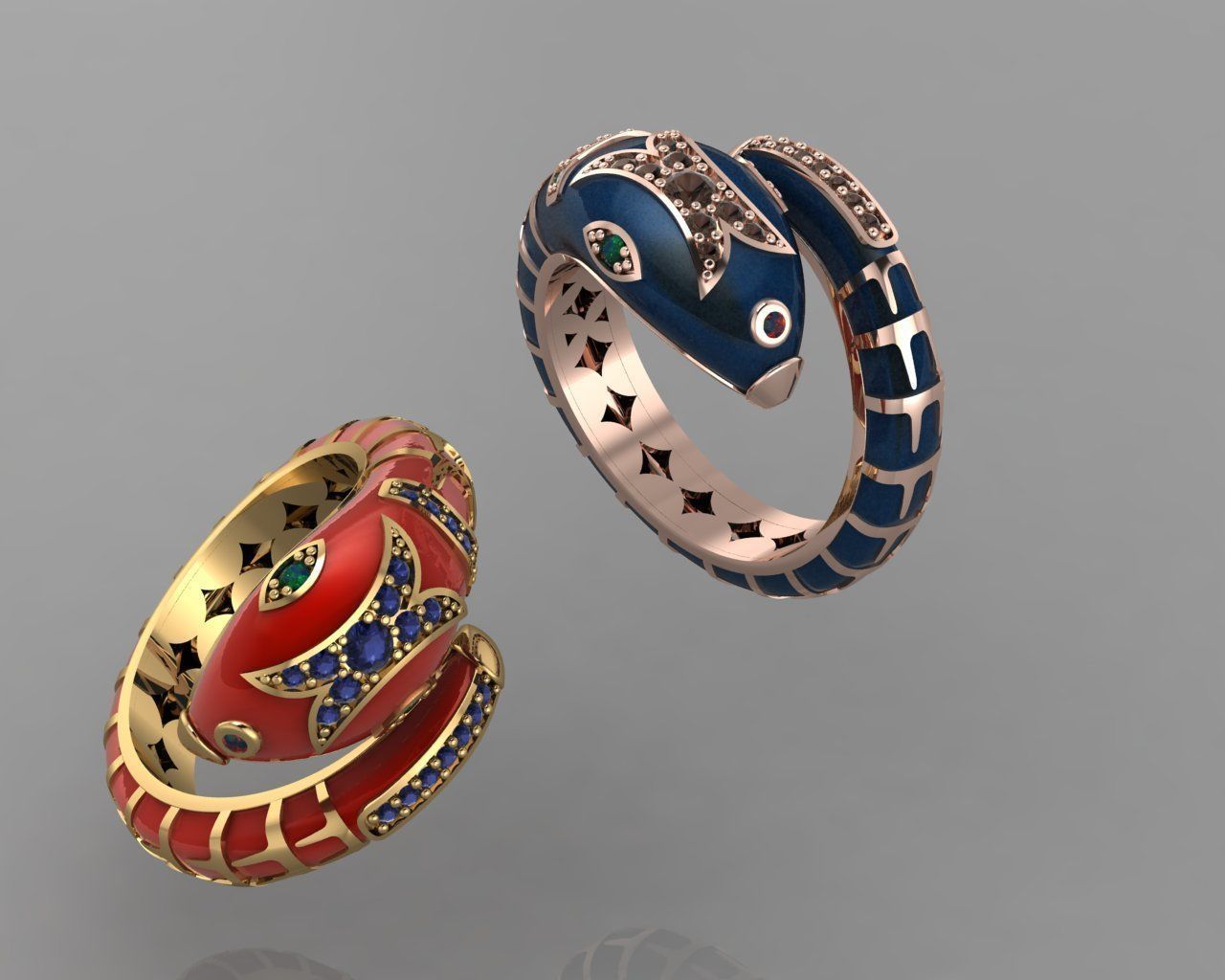 Enamel snake ring 3D print model 3D print model_2