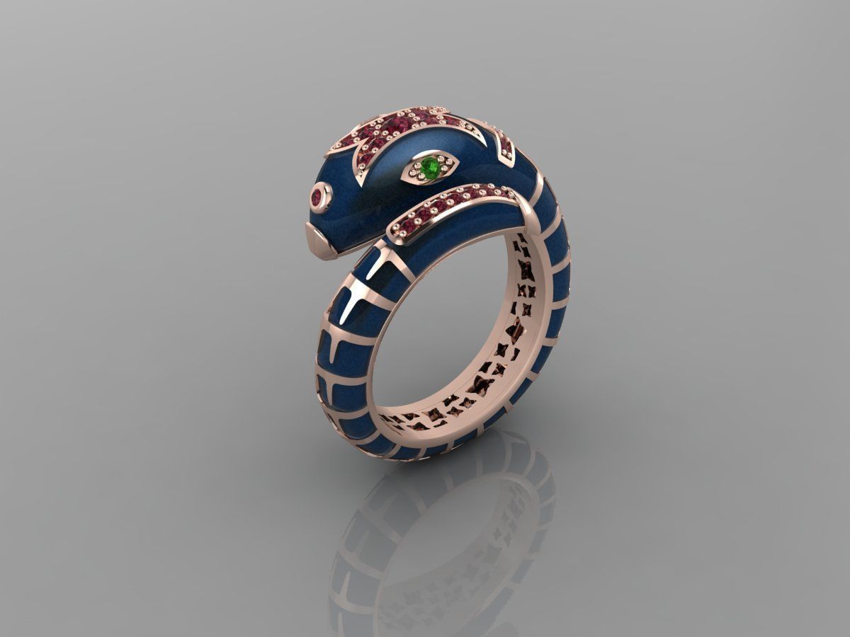 Enamel snake ring 3D print model 3D print model_5