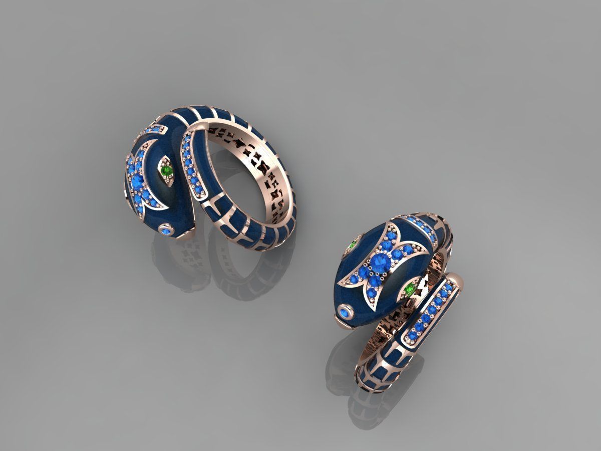 Enamel snake ring 3D print model 3D print model_10