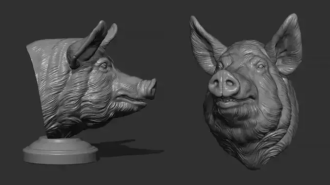 Pig head bust