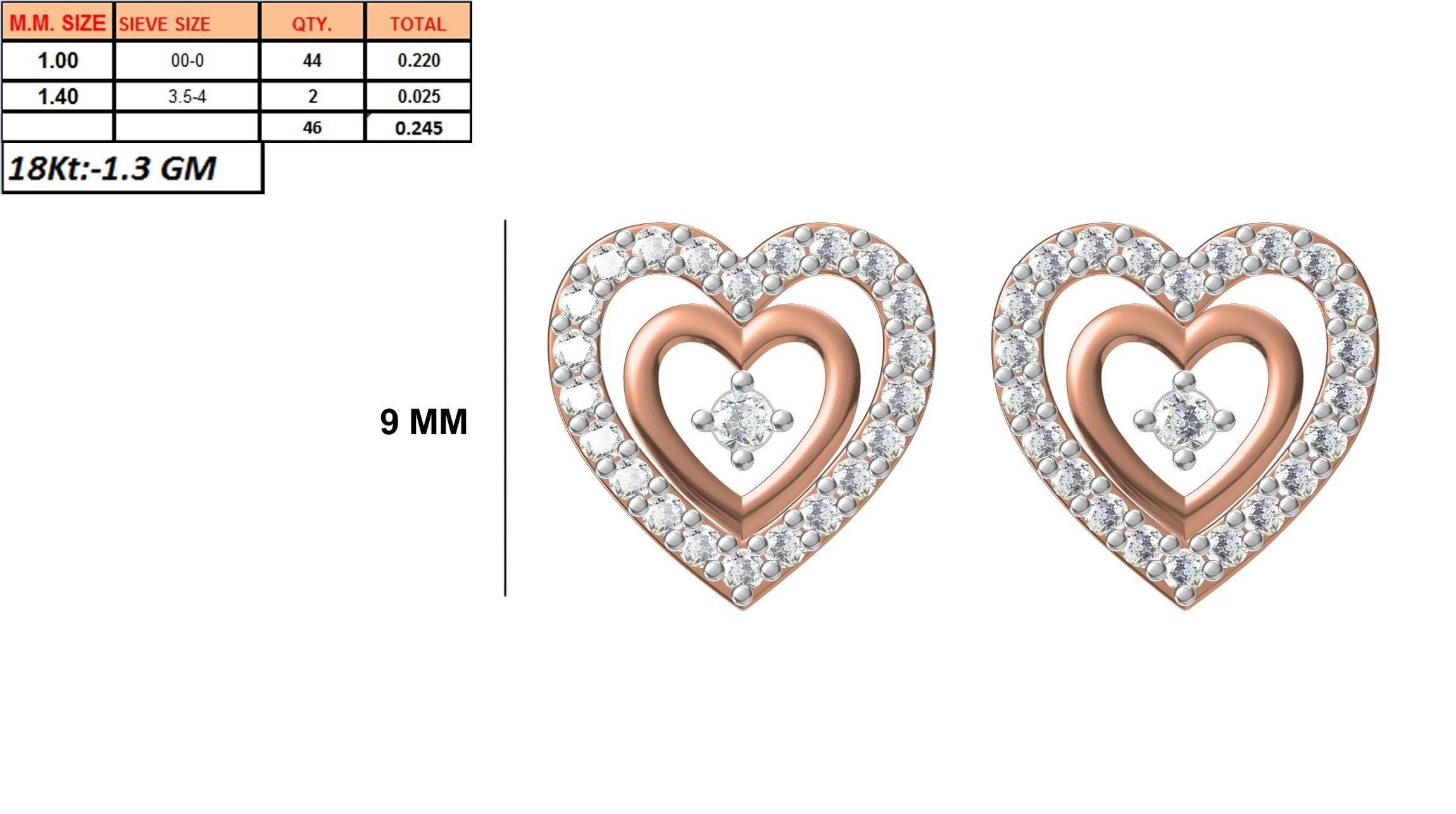 Women Diamond Heart Earrings STL FBX JCD Details 3D print model_1