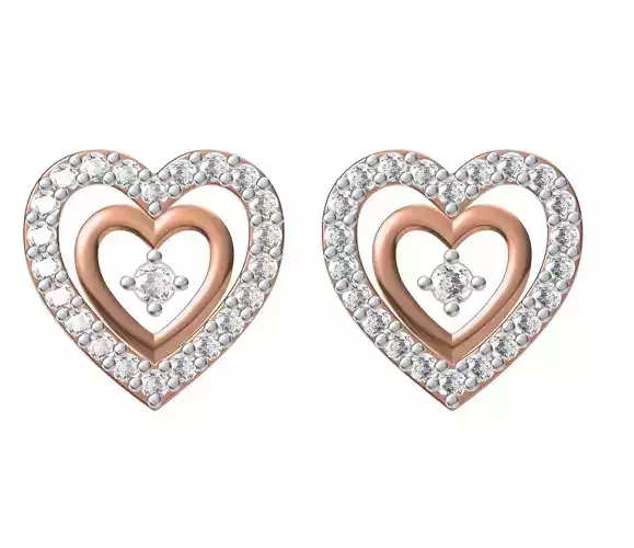 Women Diamond Heart Earrings STL FBX JCD Details 3D print model