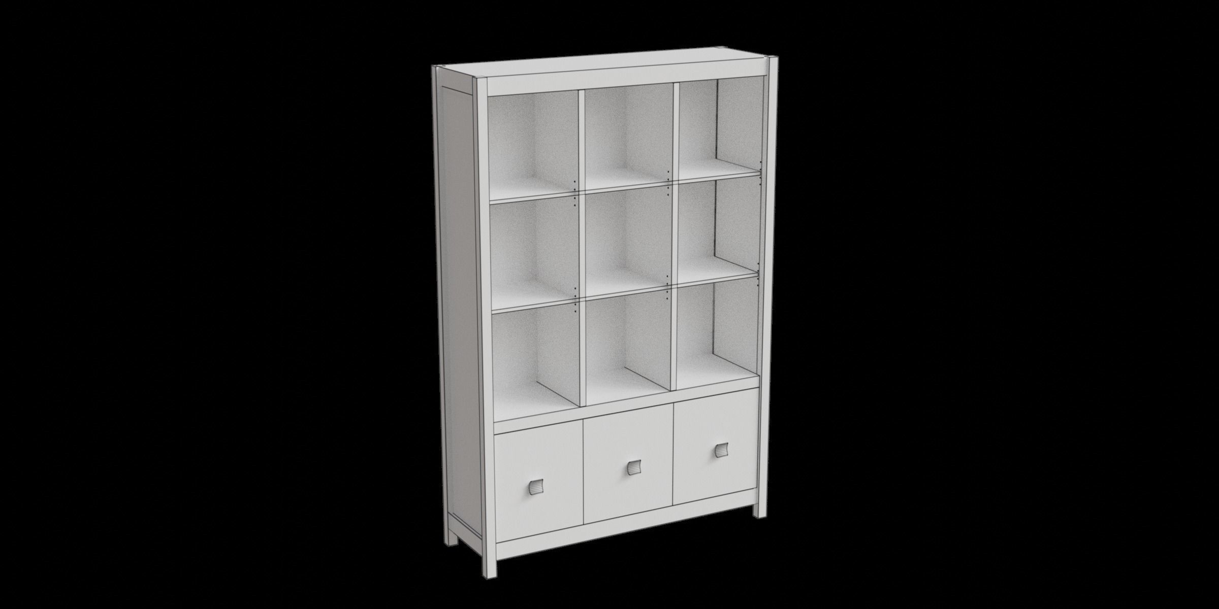 Light Gray Wooden Shelf Storage Low-poly 3D model_2