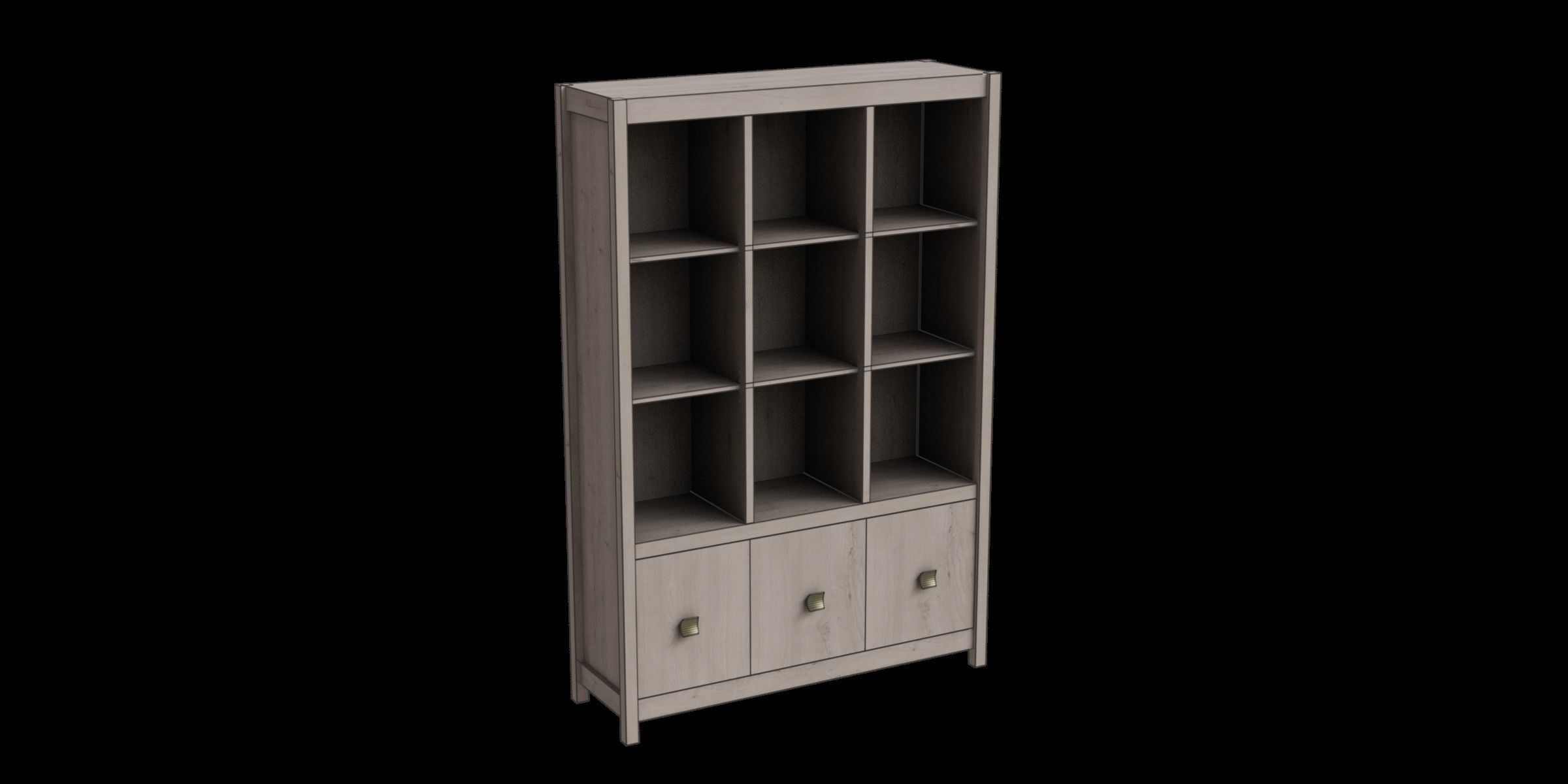 Light Gray Wooden Shelf Storage Low-poly 3D model_3