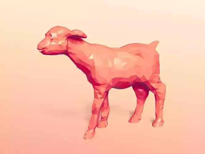 Polygonal Goat Figurine 3D print model