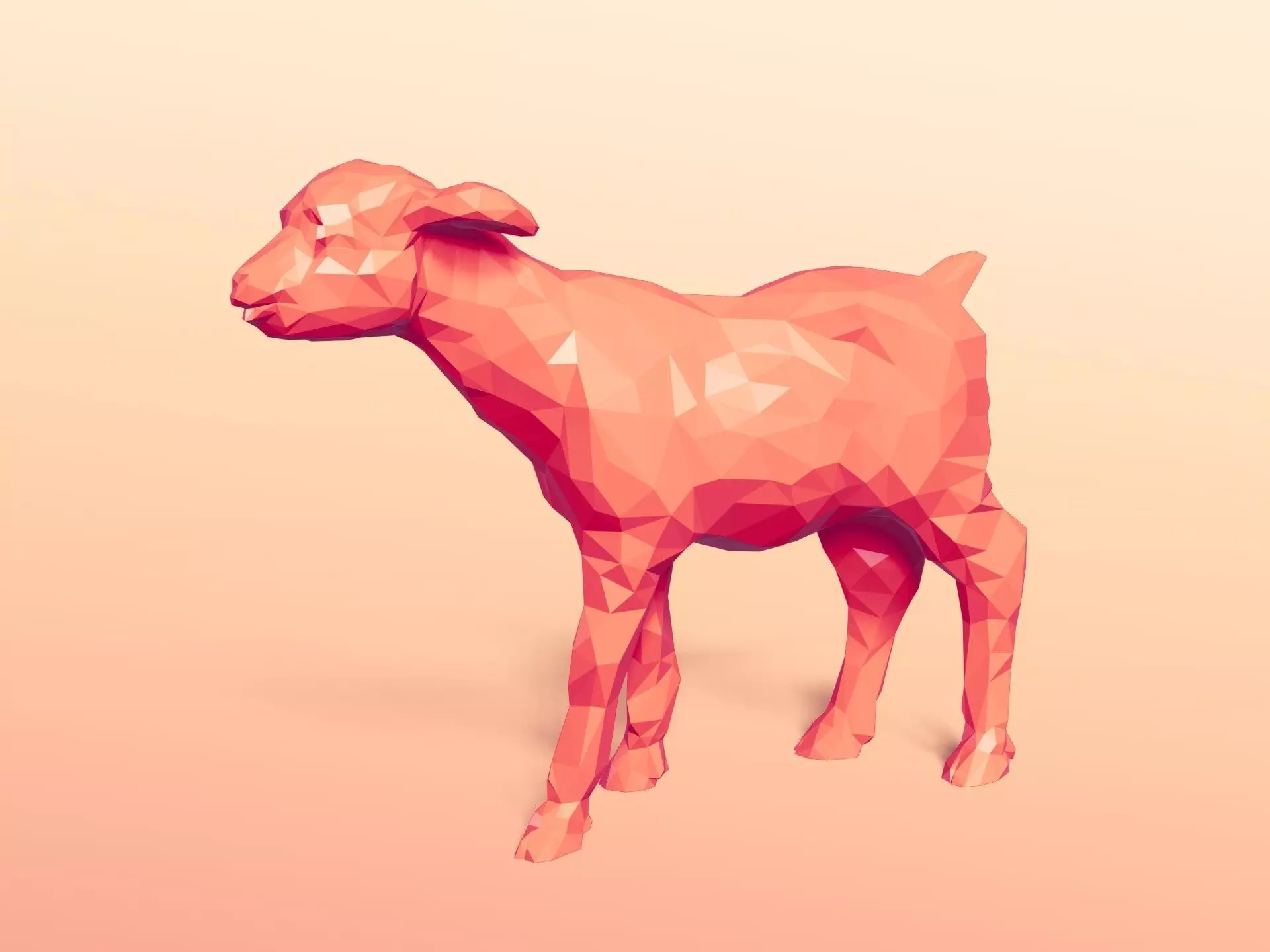 Polygonal Goat Figurine 3D print model