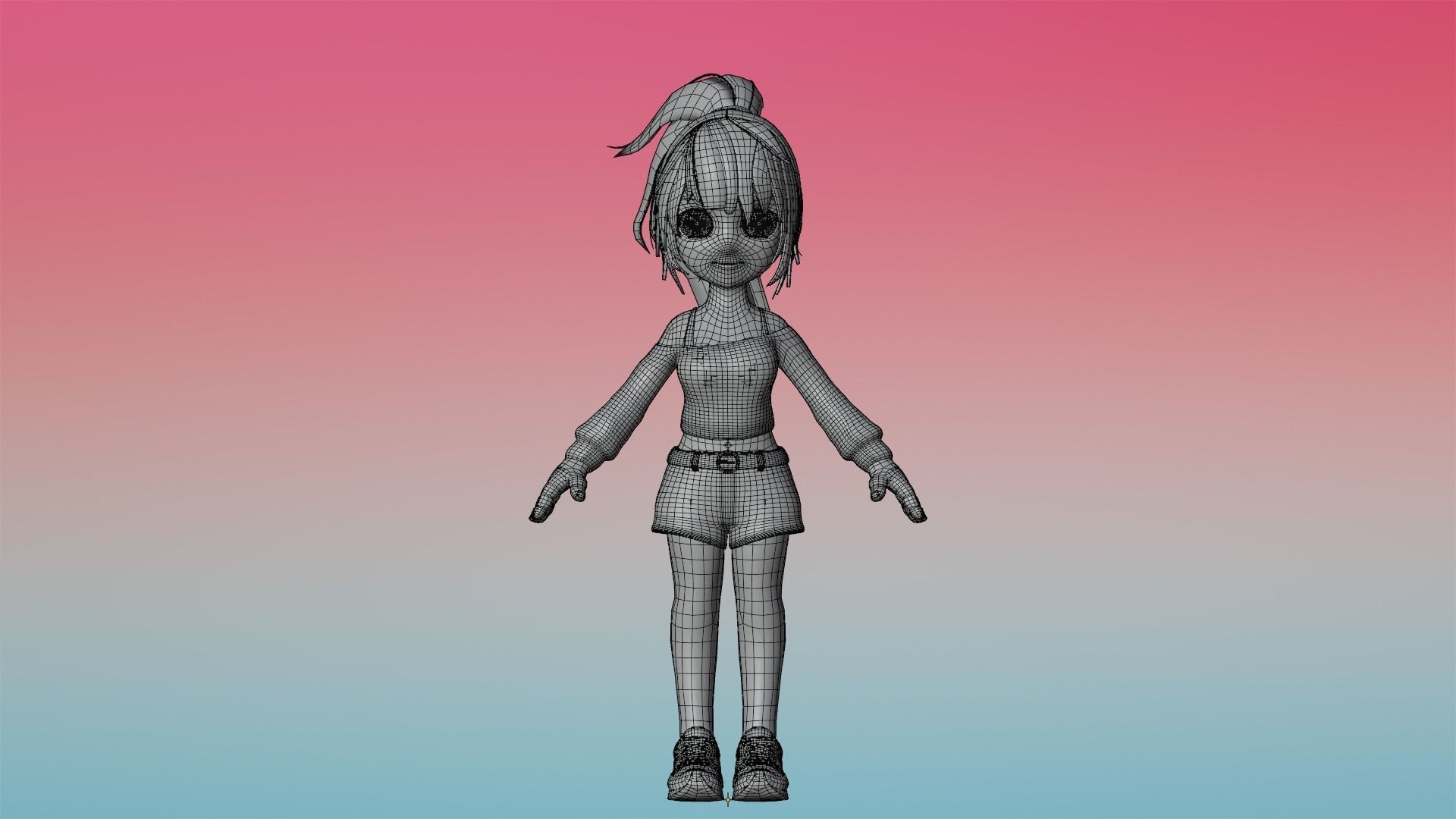 Poppy Cartoon Character Low-poly 3D model_17