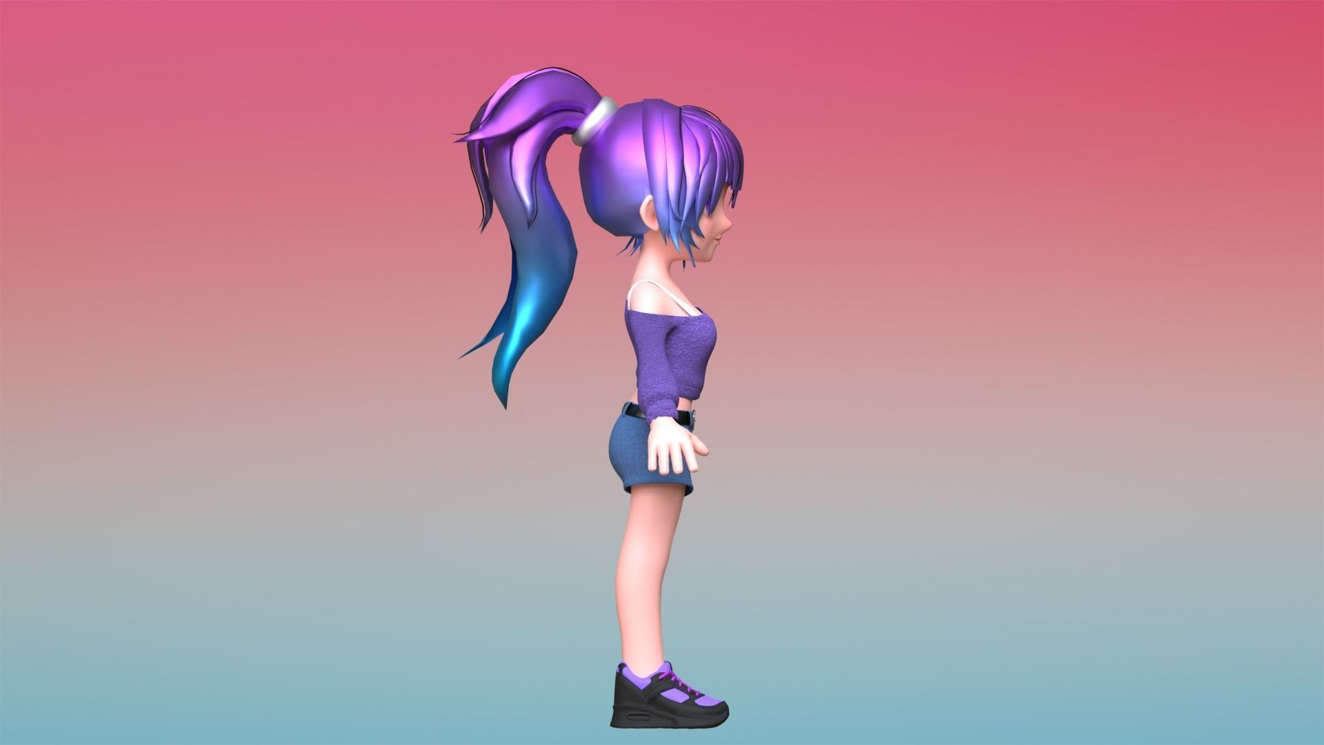 Poppy Cartoon Character Low-poly 3D model_6