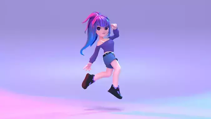 Poppy Cartoon Character Low-poly 3D model