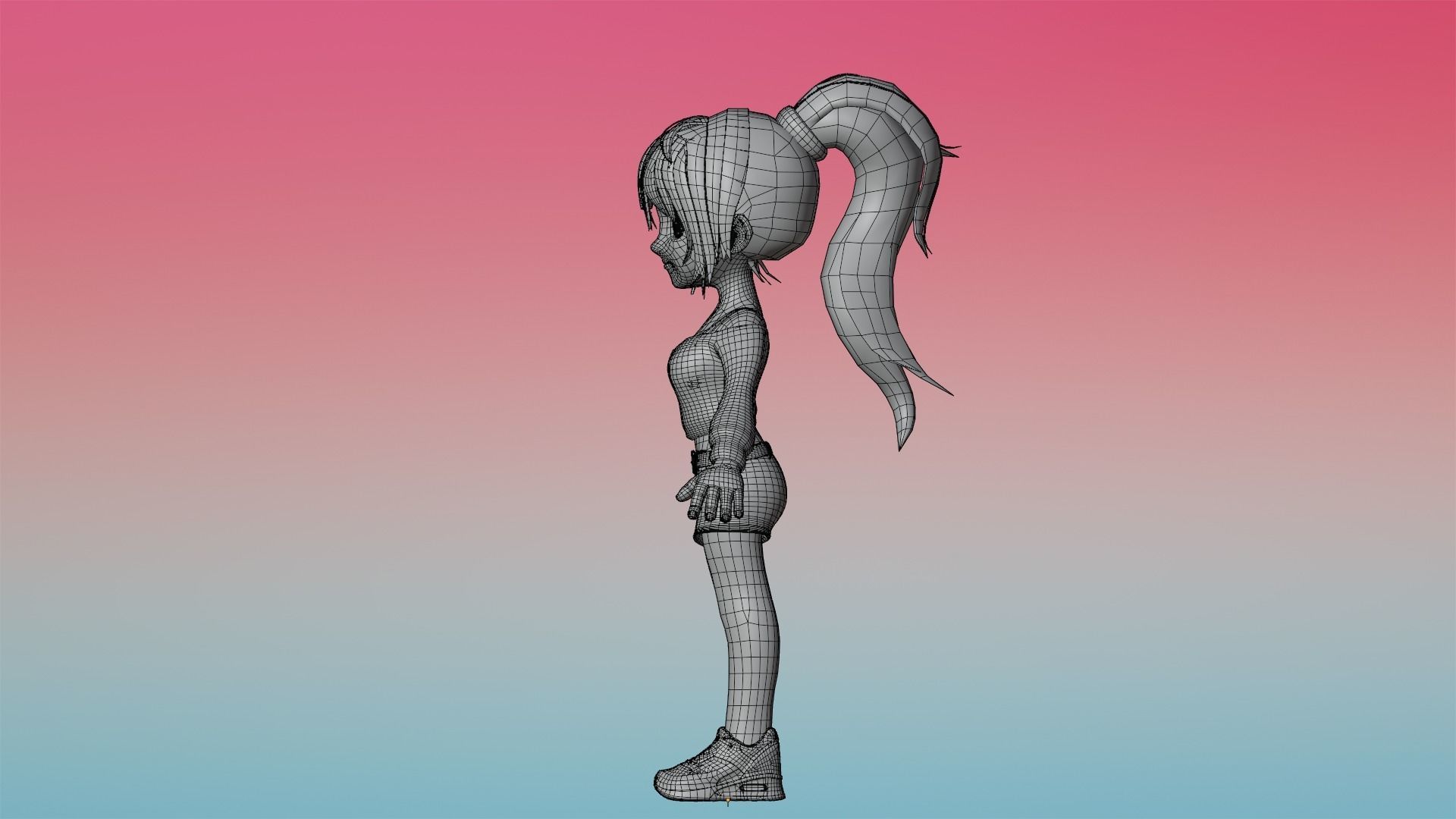 Poppy Cartoon Character Low-poly 3D model_20