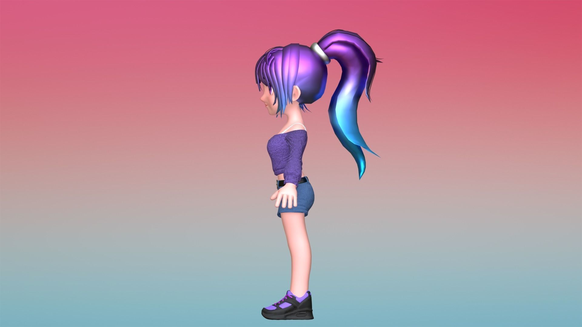 Poppy Cartoon Character Low-poly 3D model_12