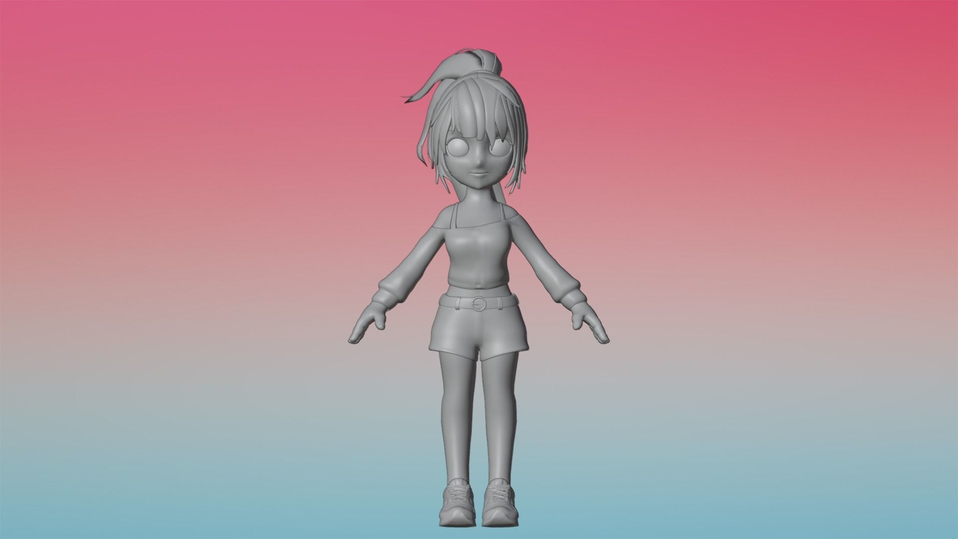 Poppy Cartoon Character Low-poly 3D model_13
