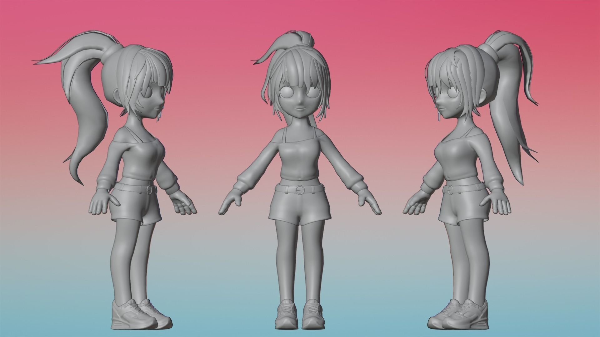 Poppy Cartoon Character Low-poly 3D model_4