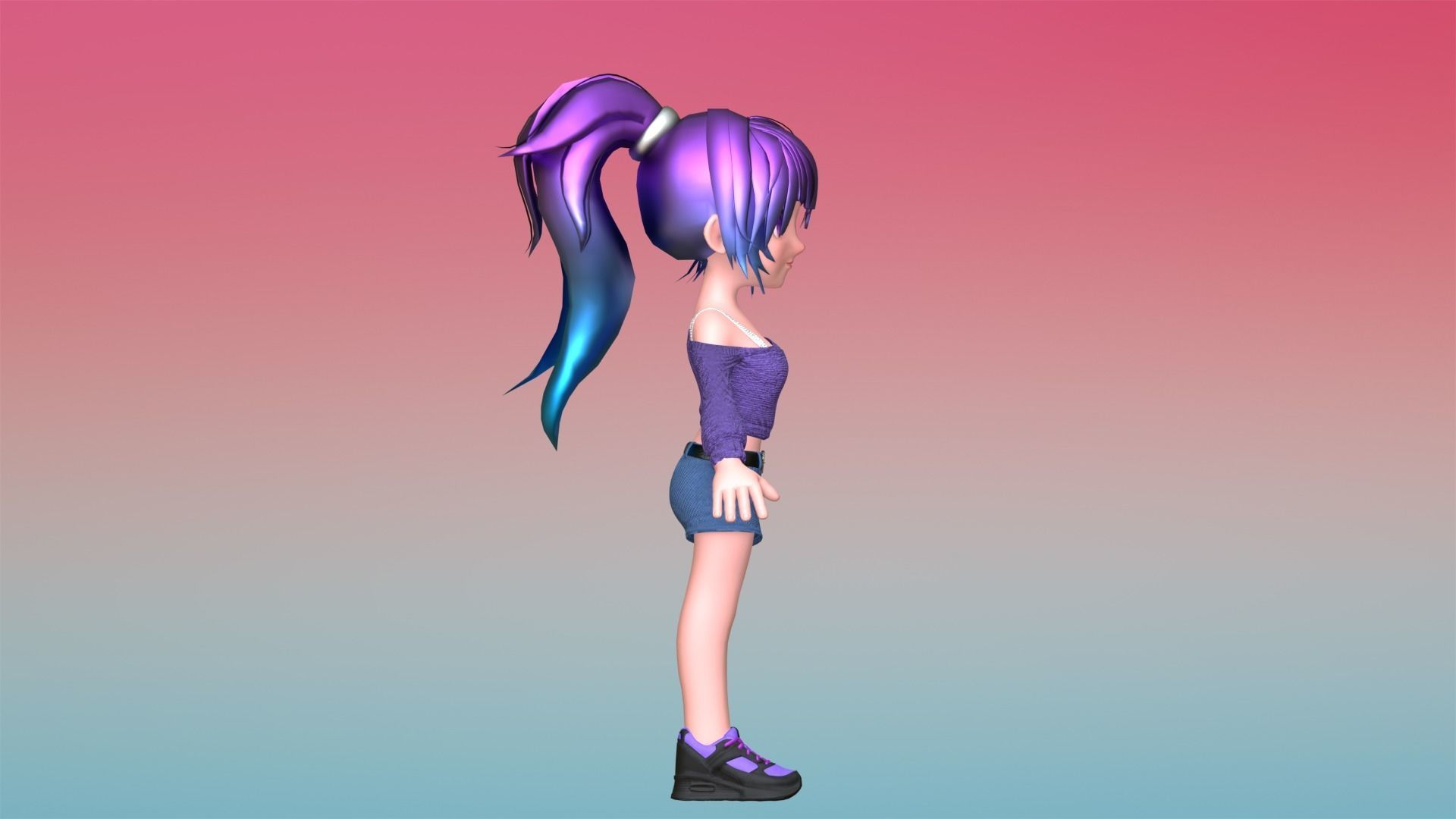 Poppy Cartoon Character Low-poly 3D model_10