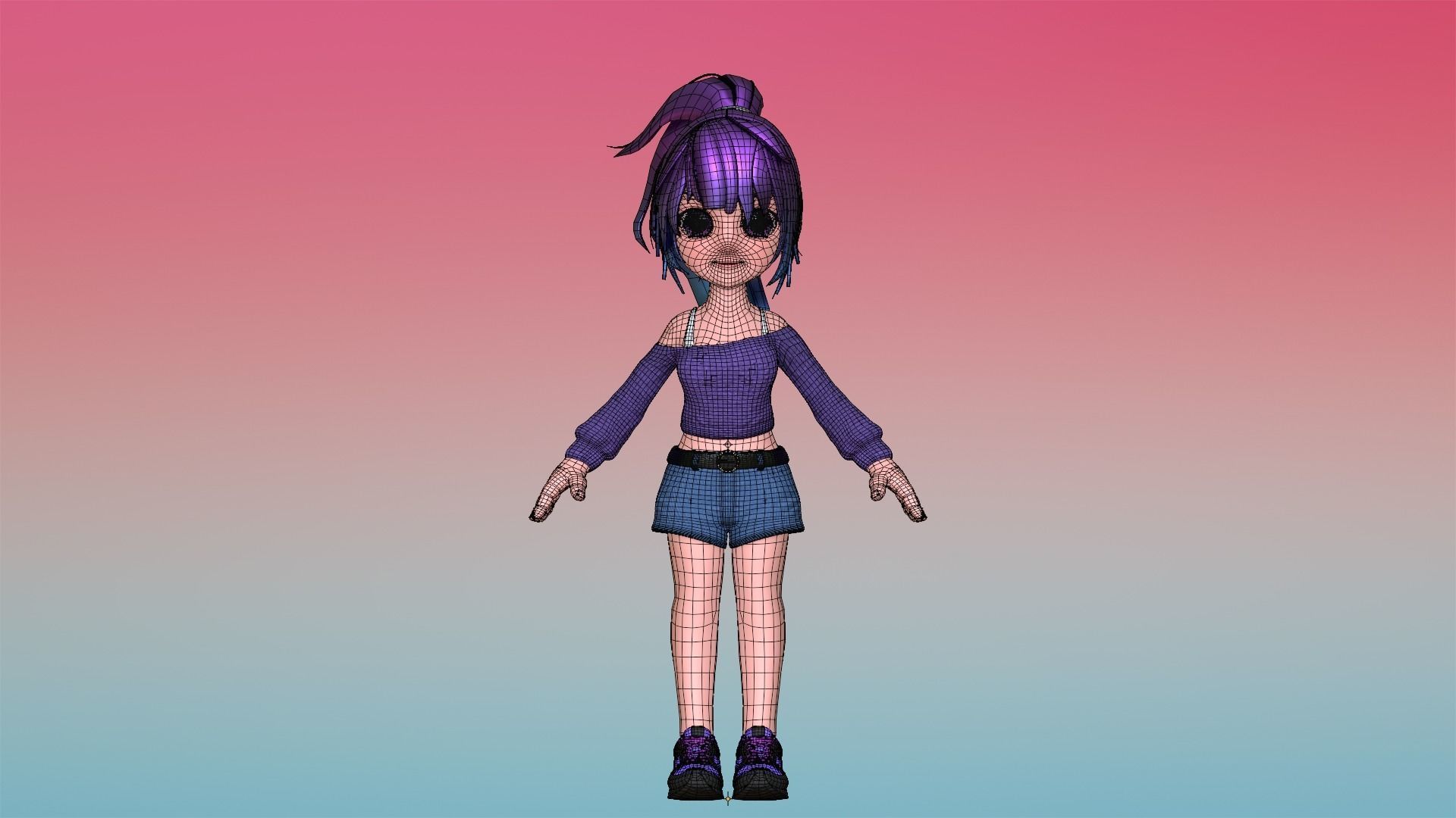 Poppy Cartoon Character Low-poly 3D model_21