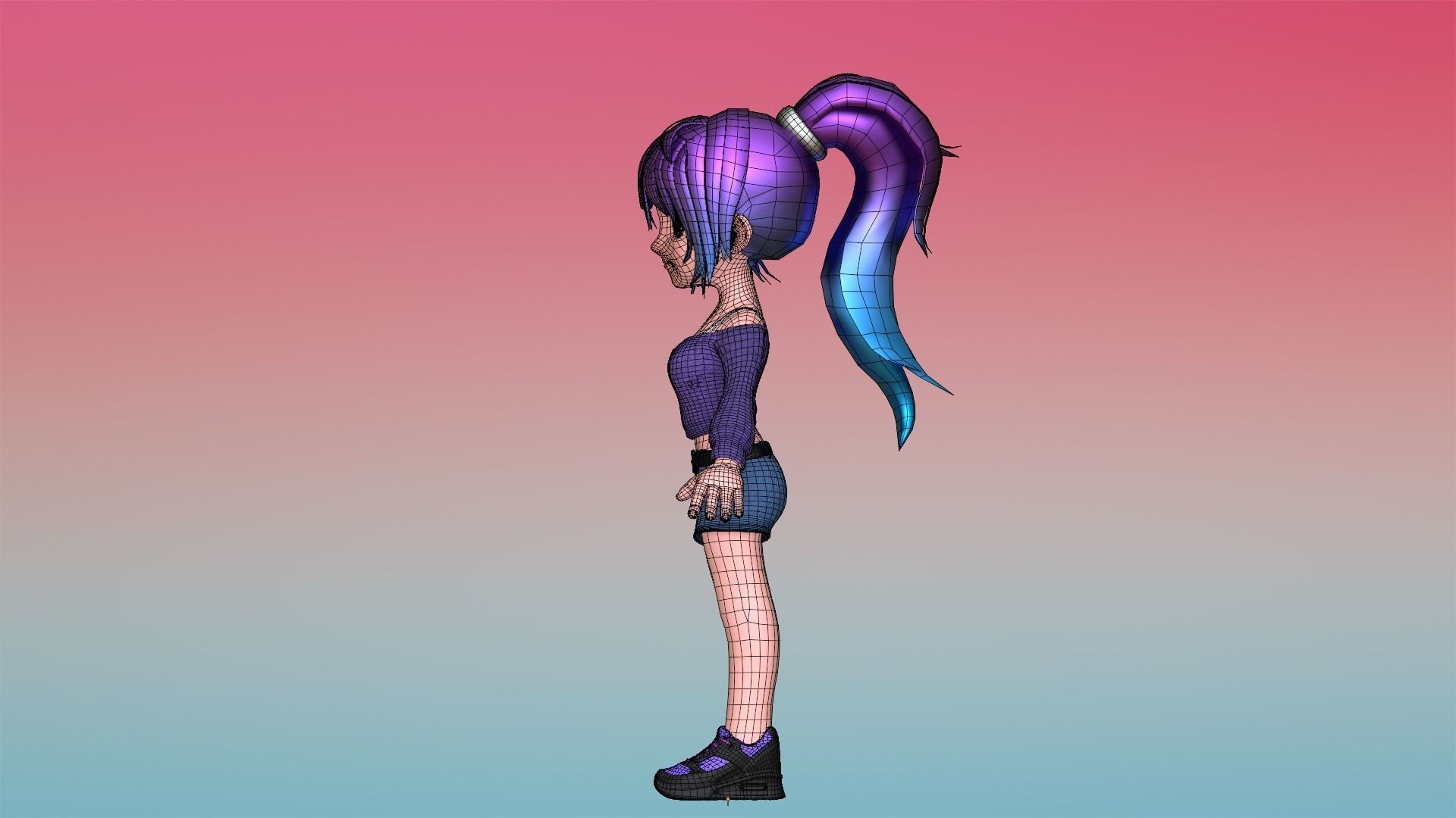 Poppy Cartoon Character Low-poly 3D model_24