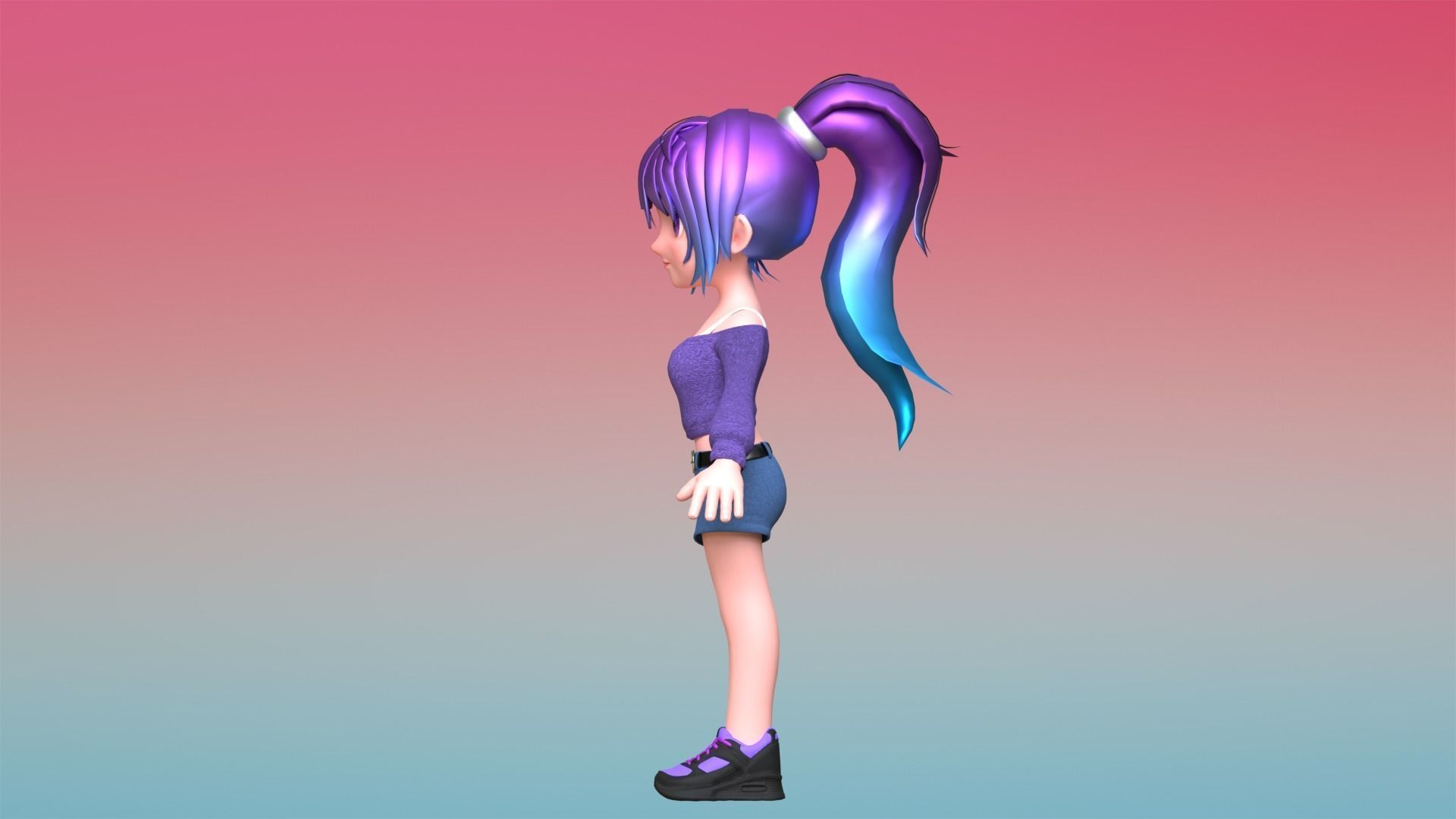 Poppy Cartoon Character Low-poly 3D model_8