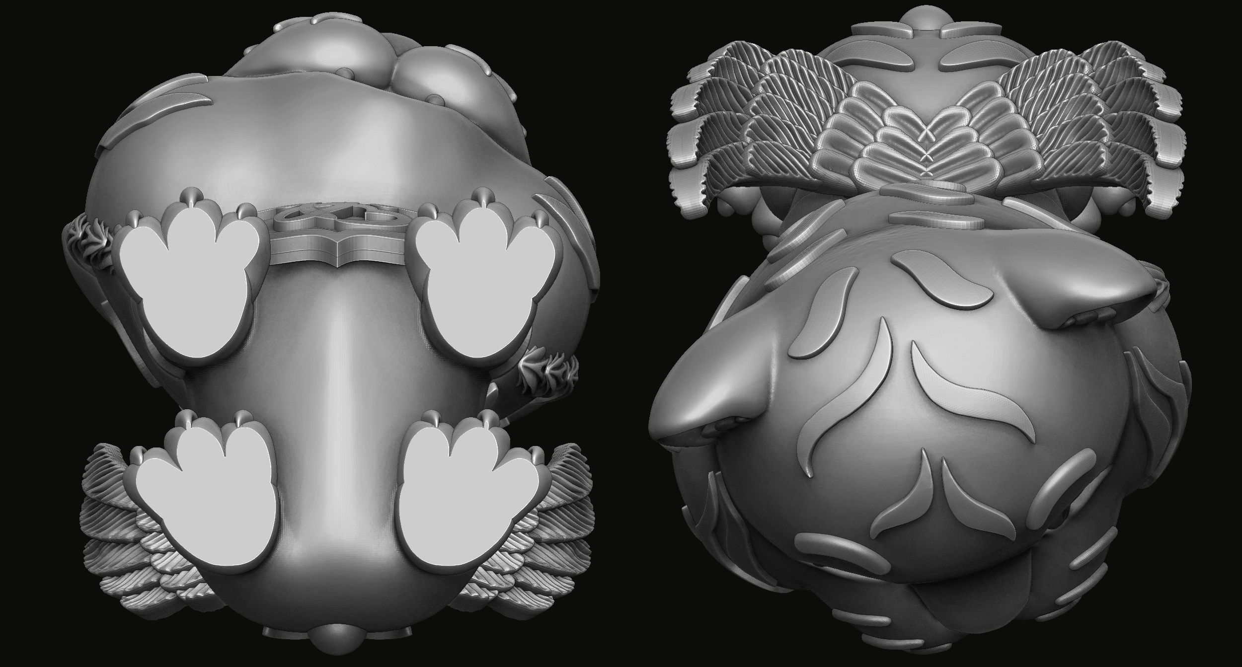 Baby tiger with wings statue 3D print model_6