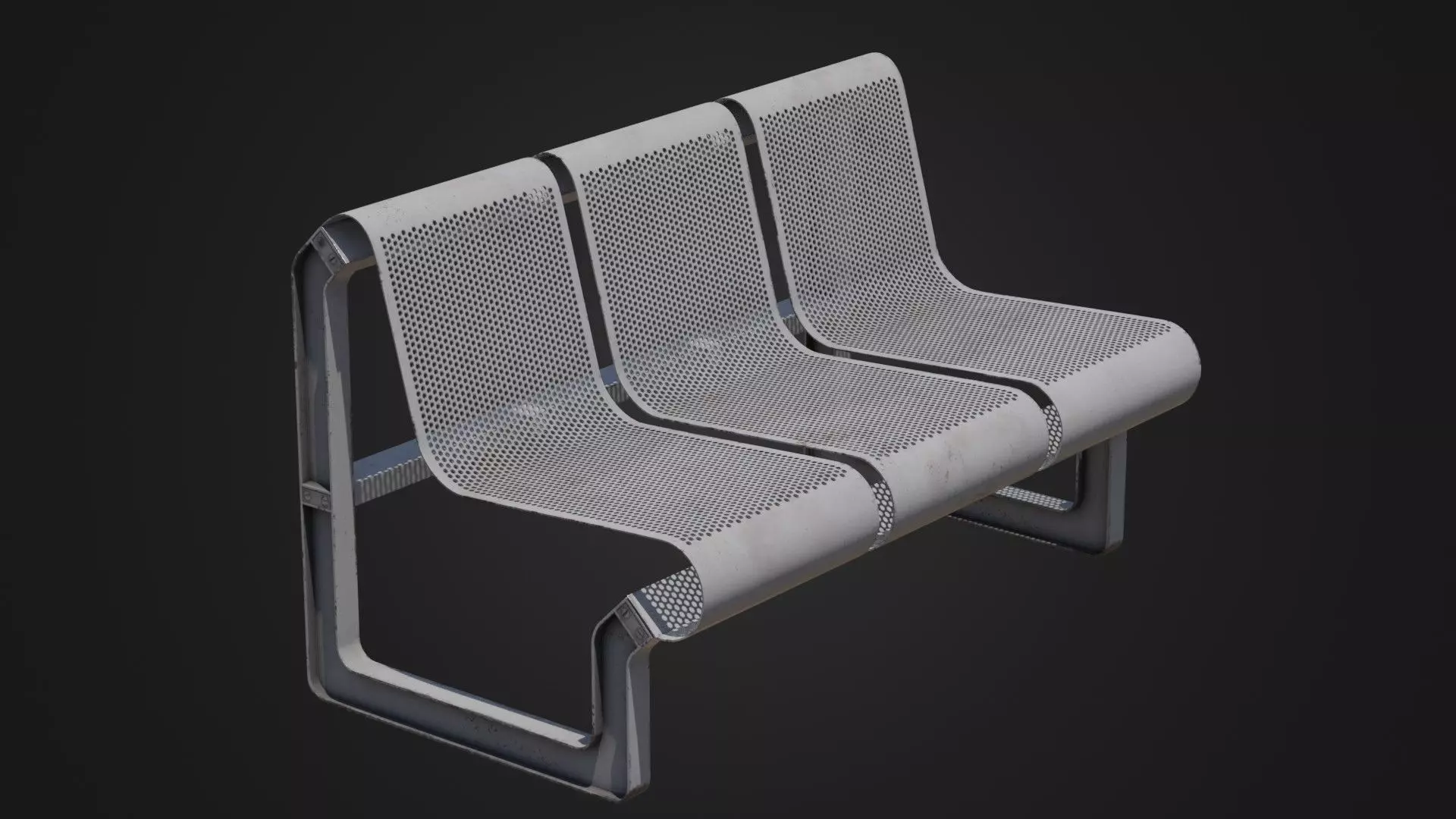 Dirty Metal Bench 05 Low-poly 3D model