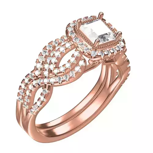 Princess Diamond Micro Prong Diamond Halo Engagement Ring