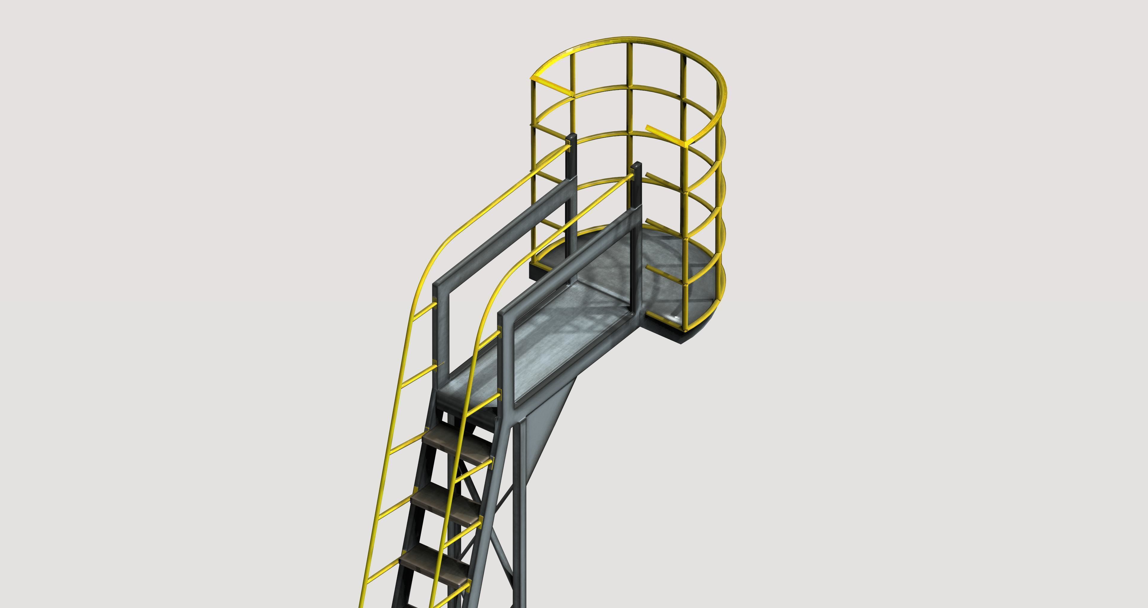 Industrial Mobile Cantilever Work Platform Low-poly 3D model_7