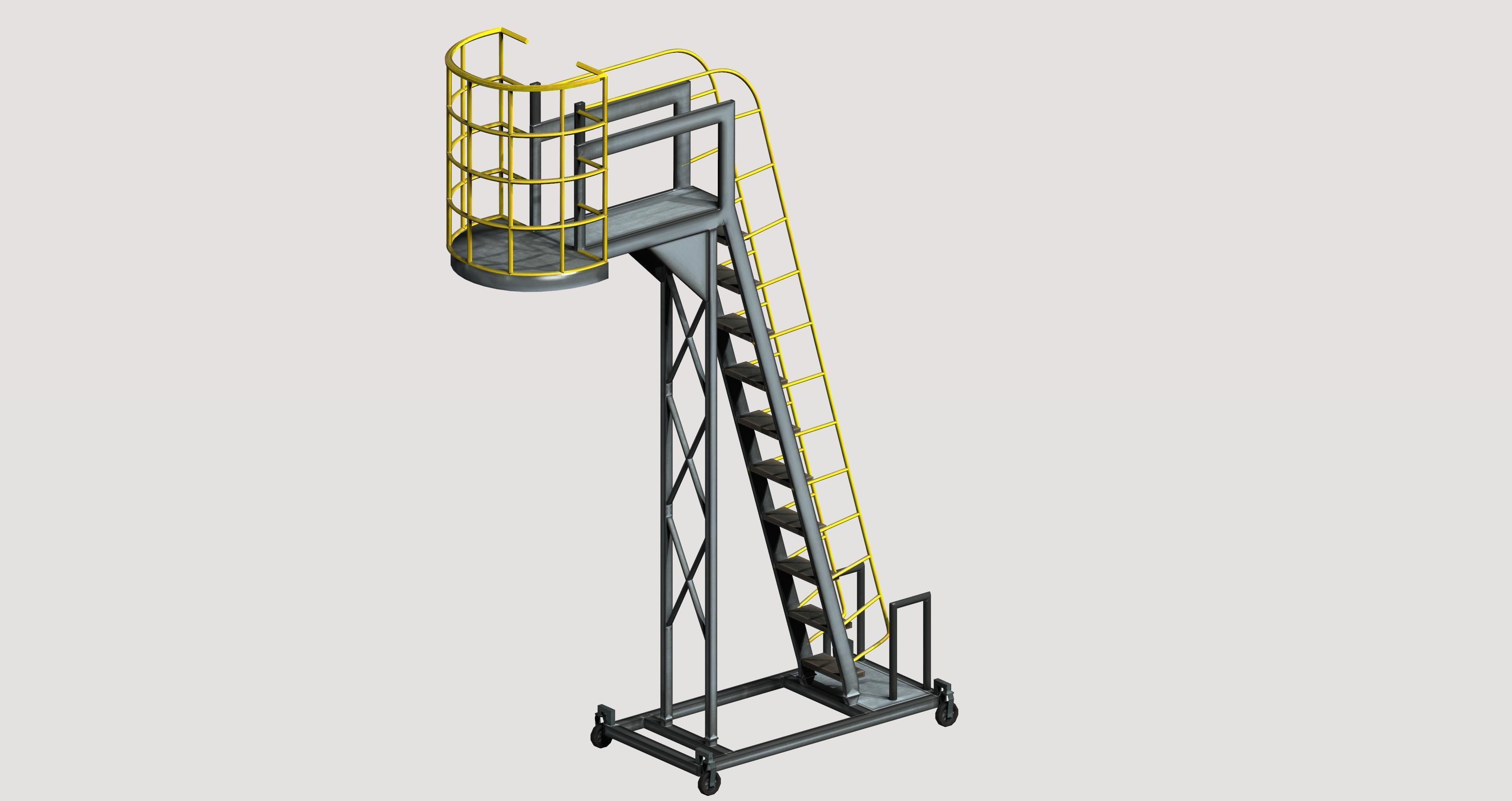 Industrial Mobile Cantilever Work Platform Low-poly 3D model_5