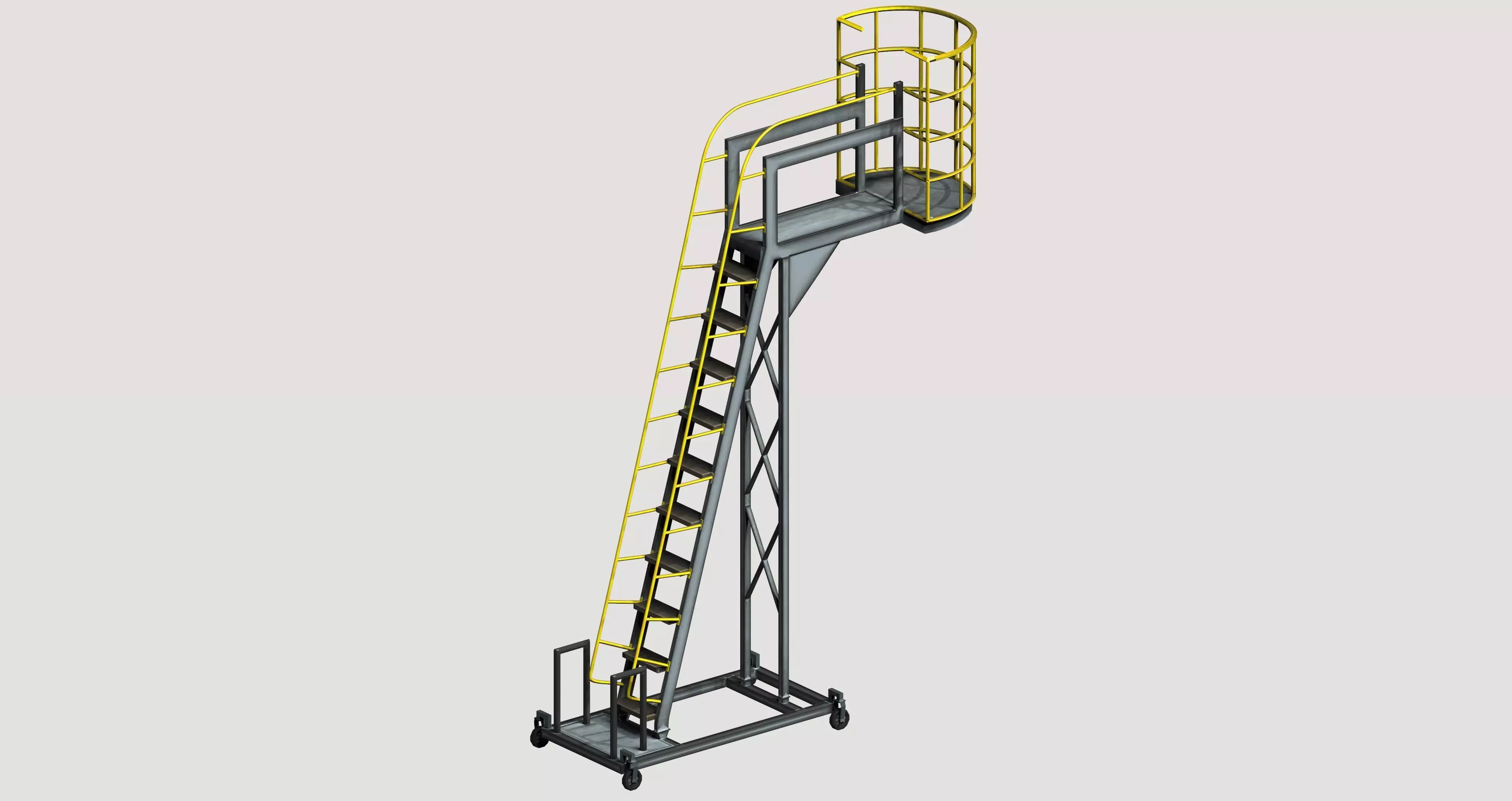 Industrial Mobile Cantilever Work Platform Low-poly 3D model_0