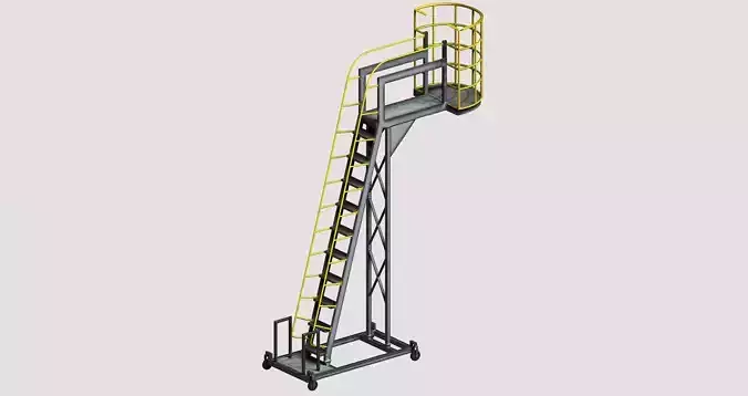 Industrial Mobile Cantilever Work Platform Low-poly 3D model