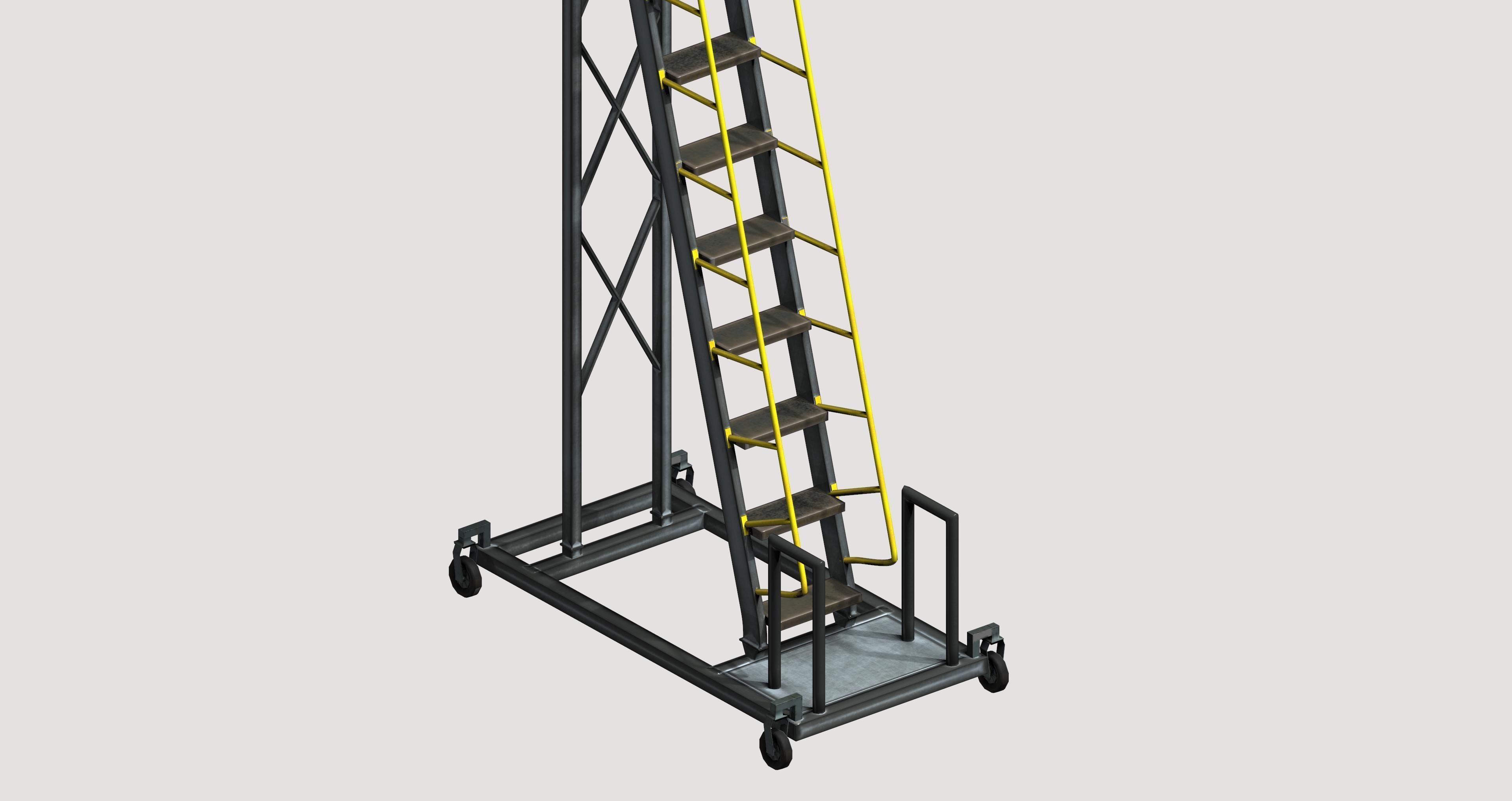 Industrial Mobile Cantilever Work Platform Low-poly 3D model_6