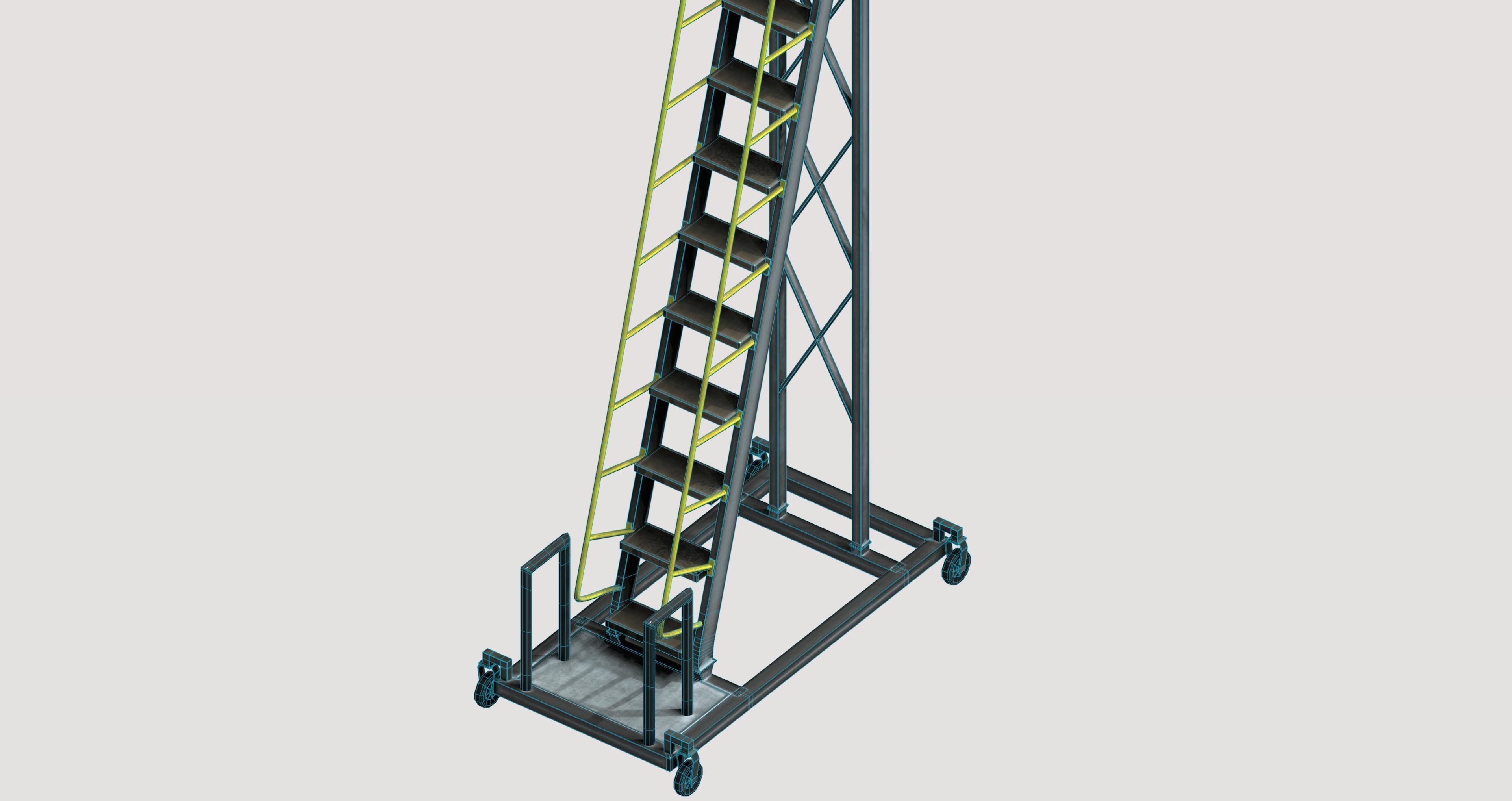 Industrial Mobile Cantilever Work Platform Low-poly 3D model_8
