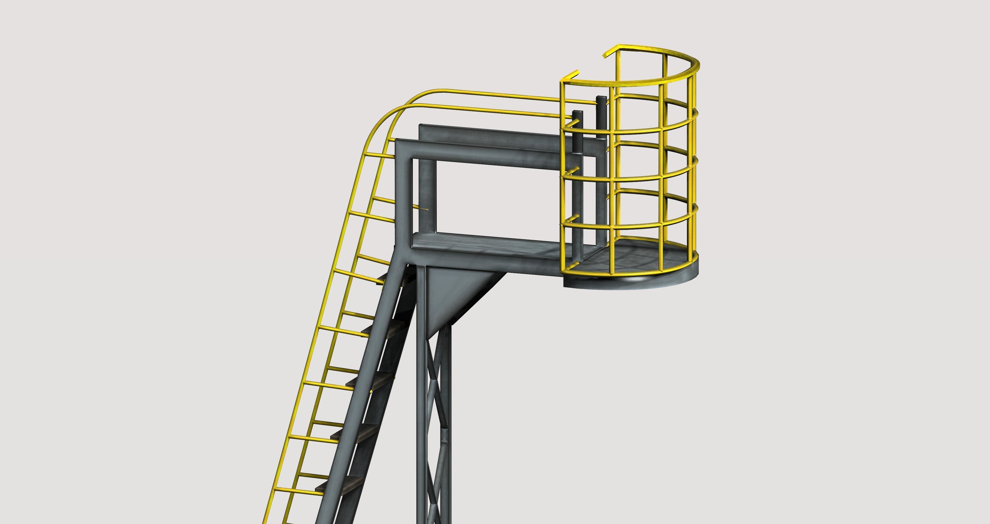 Industrial Mobile Cantilever Work Platform Low-poly 3D model_3