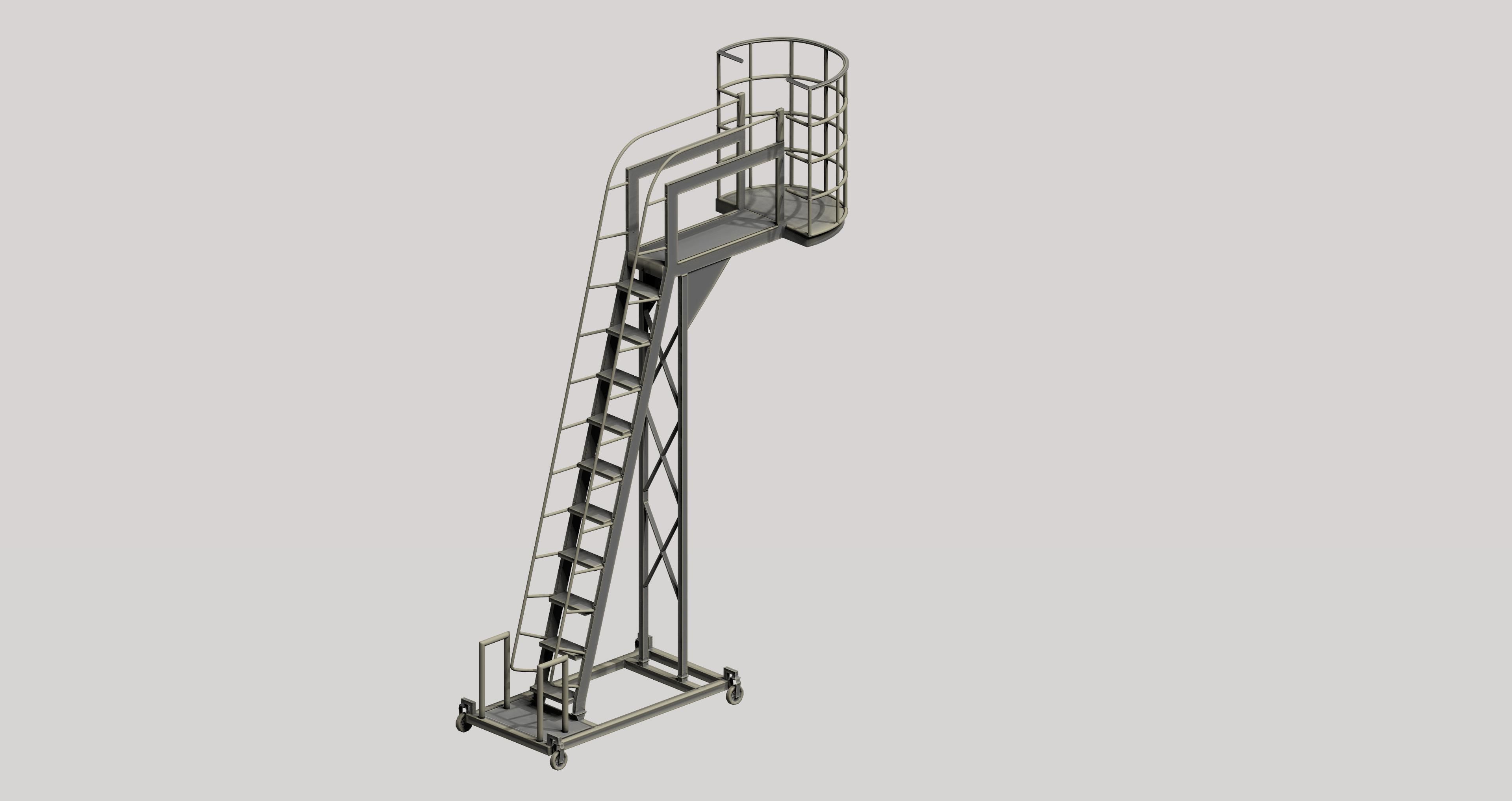 Industrial Mobile Cantilever Work Platform Low-poly 3D model_1
